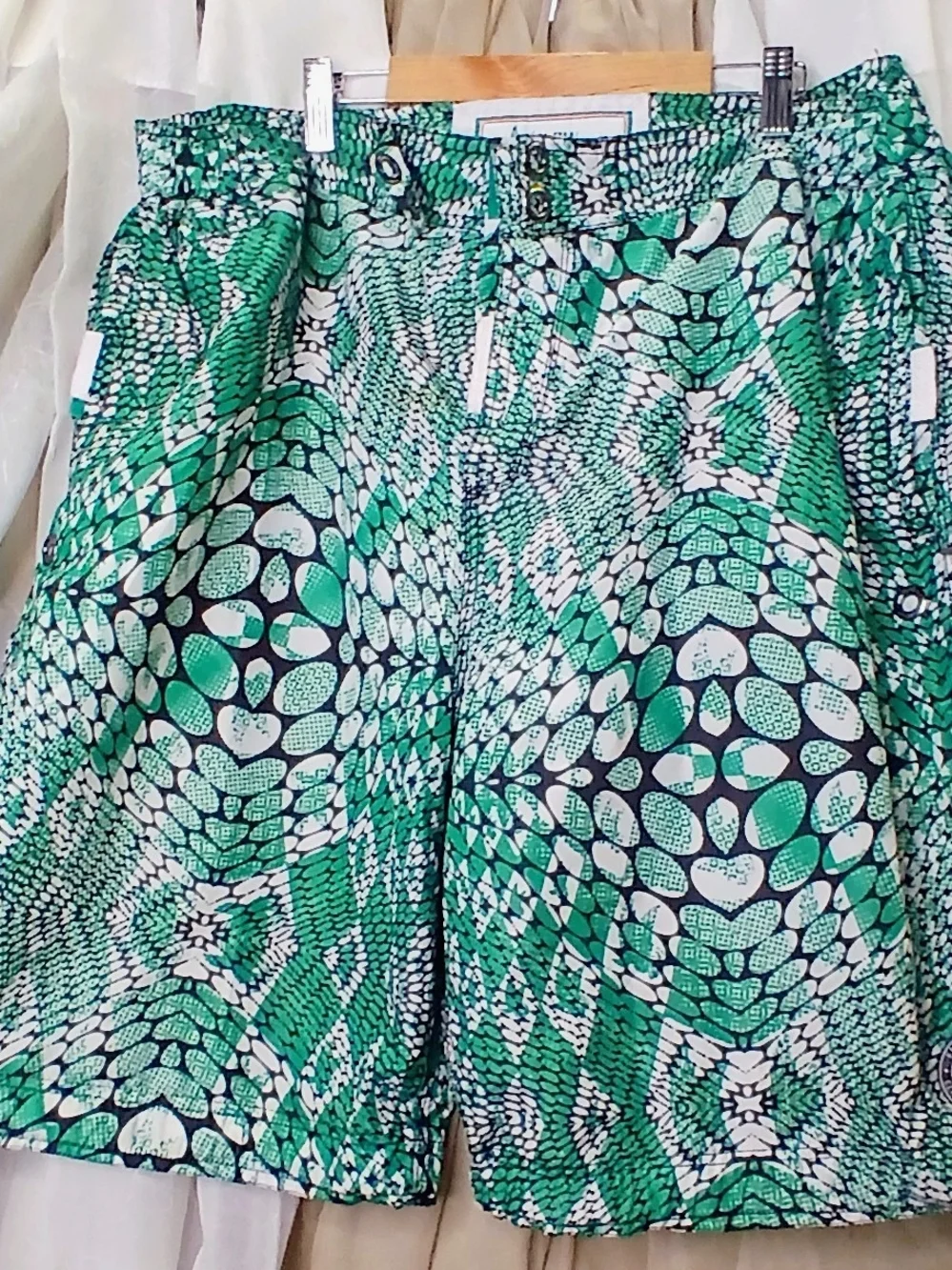 Green Patterned Shorts - Picture 1 of 6